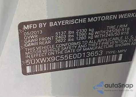 2014 BMW X3 xDrive28I z USA, uszkodzony, nr VIN 5UXWX9C55E0D13653